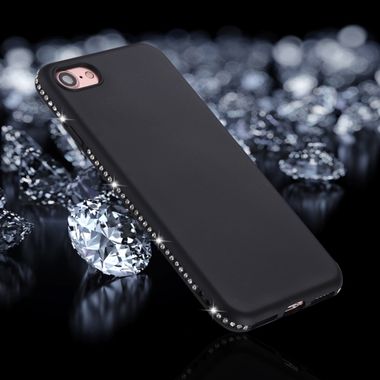 Gumený kryt Crystal Decor na iPhone 7/8 -čierna