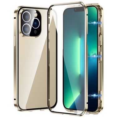 Gumený kryt Double-buckle Tempered Glass na iPhone 13 Pro Max - Zlatá