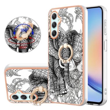 Gumený kryt Electroplating Ring na Samsung Galaxy A24 - Totem Elephant