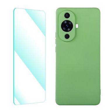 Gumený kryt ENKAY Liquid Color with Glass Film na Huawei Nova 11 – Bledo zelená