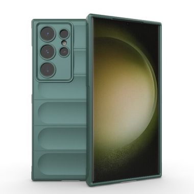 Gumený kryt Flannel na Samsung Galaxy S24 Ultra 5G - Tmavo zelená
