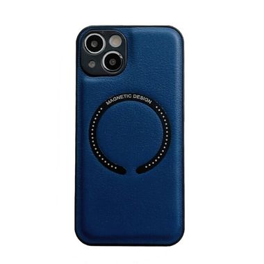Gumený kryt Litchi Magsafe na iPhone 14 Plus – Modrá