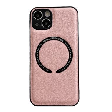 Gumený kryt Litchi Magsafe na iPhone 14 Plus – Ružová