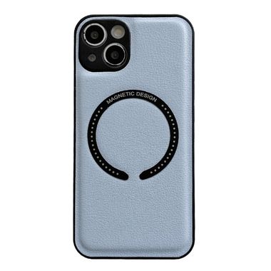 Gumený kryt Litchi Magsafe na iPhone 14 Plus – Sierra modrá