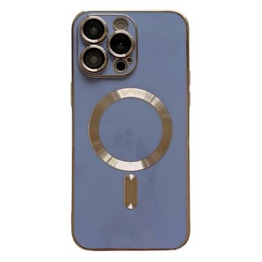Gumený kryt Magsafe Plating na iPhone 15 Pro Max - Svetlo Modrá