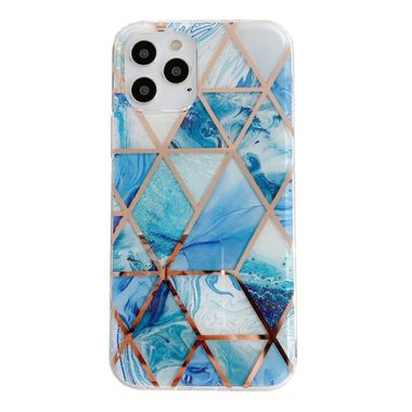 Gumený kryt MARBLE na iPhone 13 Pro Max - Stitching Sea Blue