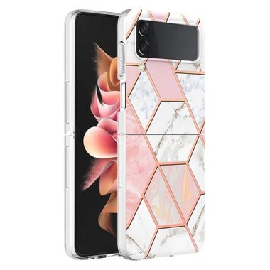 Gumený kryt Marble na Samsung Galaxy Z Flip4 - Ružová/Biela