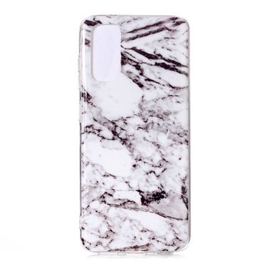 Gumený kryt Marble Pattern na Samsung Galaxy S20-biely