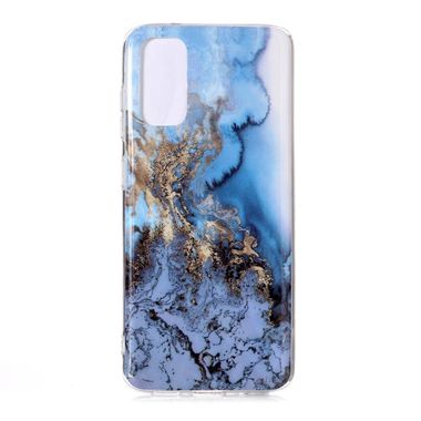 Gumený kryt Marble Pattern na Samsung Galaxy S20-modrá