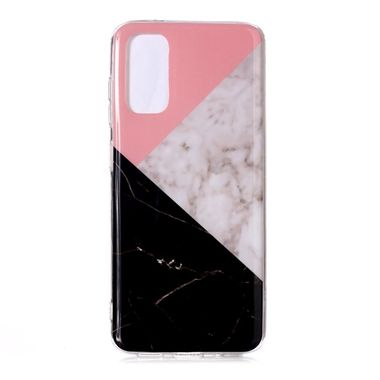 Gumený kryt Marble Pattern na Samsung Galaxy S20-Pink Black Color Matching