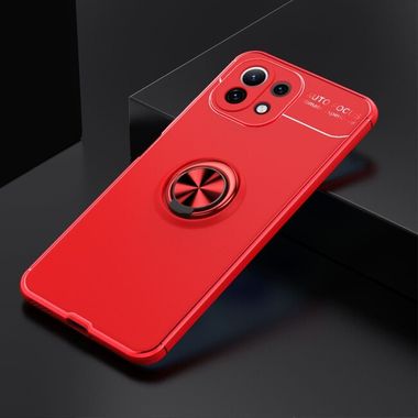 Gumený kryt METAL RING na Xiaomi Mi 11 Lite - Červená
