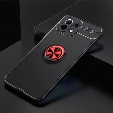 Gumený kryt METAL RING na Xiaomi Mi 11 Lite - Čierna + Červená