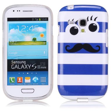 Gumený kryt Moustache and Eyes na Samsung Galaxy S3 mini - modrá
