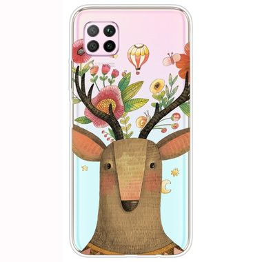 Gumený kryt na Huawei P40 Lite - Shockproof Painted Transparent -Flower Deer