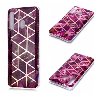 Gumený kryt na Samsung Galaxy A30 - Plating Marble Pattern -fialová