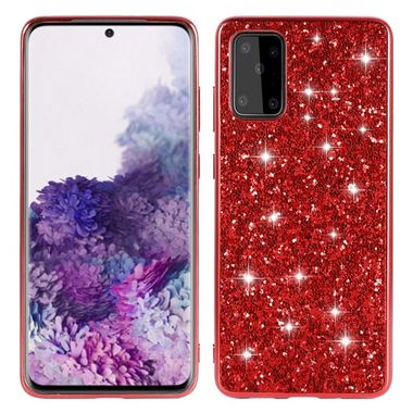 Gumený kryt na Samsung Galaxy S20+ Plating Glittery Powder -červená