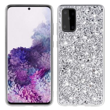 Gumený kryt na Samsung Galaxy S20+ Plating Glittery Powder -strieborná