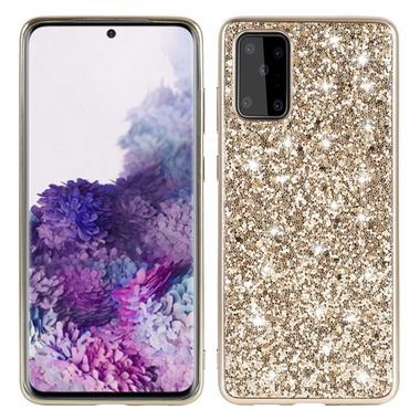 Gumený kryt na Samsung Galaxy S20+ Plating Glittery Powder -zlatá