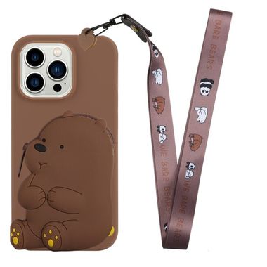 Gumený kryt SILICONE na iPhone 14 Pro Max - Brown Bear