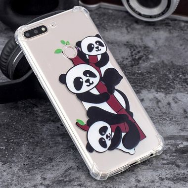 Gumený kryt Three Pandas Pattern na Huawei Y7 Prime (2018