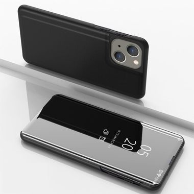 Knížkové puzdro Electroplating Mirror na iPhone 15 - Čierna