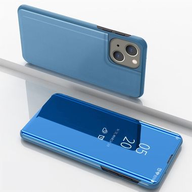 Knížkové puzdro Electroplating Mirror na iPhone 15 - Modrá