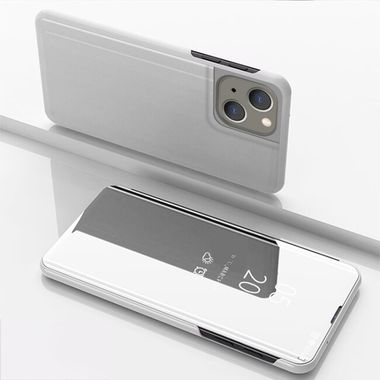 Knížkové puzdro Electroplating Mirror na iPhone 15 - Strieborná