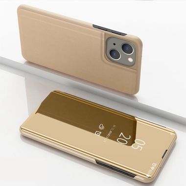 Knížkové puzdro Electroplating Mirror na iPhone 15 - Zlatá