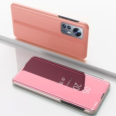 Knížkové puzdro Electroplating Mirror na Xiaomi 12 Pro - Ružové zlato