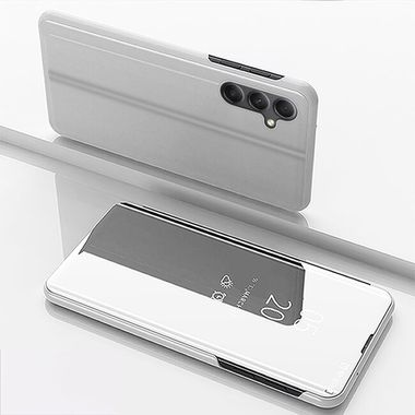Knižkové puzdro Electroplating Mirror FLIP na Samsung Galaxy A34 5G - Strieborná