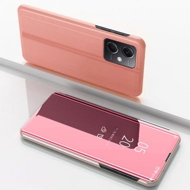 Knižkové puzdro Electroplating Mirror FLIP na Xiaomi Redmi Note 12 5G - Ružovozlatá