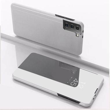 Knižkové puzdro Electroplating Mirror LEATHER na Samsung Galaxy S23 Plus 5G - Strieborná