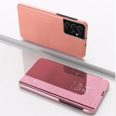 Knižkové puzdro Electroplating Mirror LEATHER na Samsung Galaxy S23 Ultra 5G - Ružovozlatá