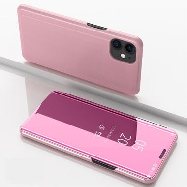 Knižkové puzdro Electroplating Mirror na iPhone 12 Mini - Ružovozlatá