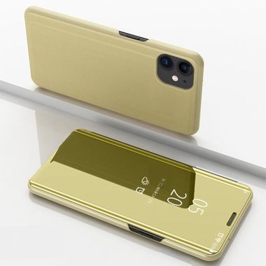 Knižkové puzdro Electroplating Mirror na iPhone 12 Mini - Zlatá