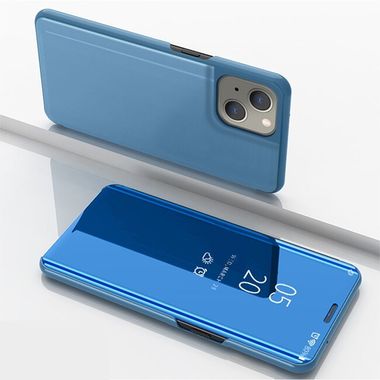 Knižkové puzdro Electroplating Mirror na iPhone 13 Mini - Modrá