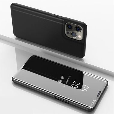 Knižkové puzdro Electroplating Mirror na iPhone 13 Pro - Čierna