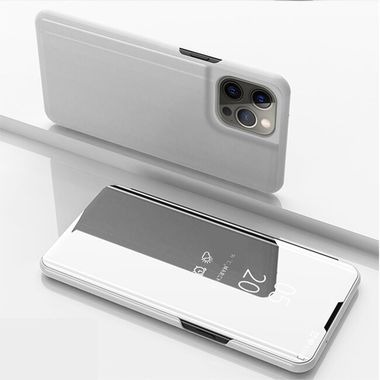 Knižkové puzdro Electroplating Mirror na iPhone 13 Pro Max - Strieborná