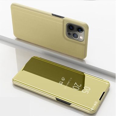 Knižkové puzdro Electroplating Mirror na iPhone 13 Pro Max - Zlatá