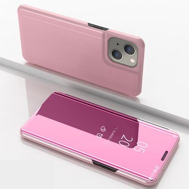 Knižkové puzdro Electroplating Mirror na iPhone 13 - Ružovozlatá