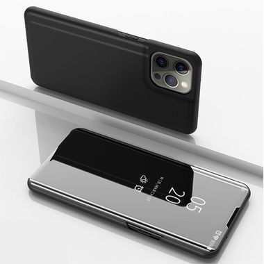 Knižkové puzdro Electroplating Mirror na iPhone 14 Pro - Čierna