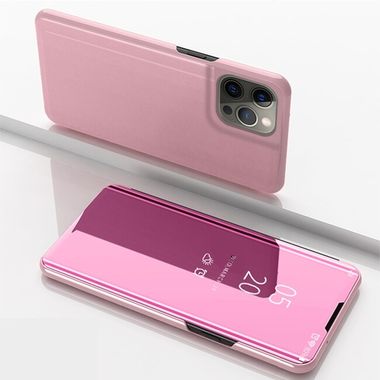 Knižkové puzdro Electroplating Mirror na iPhone 14 Pro - Ružovozlatá