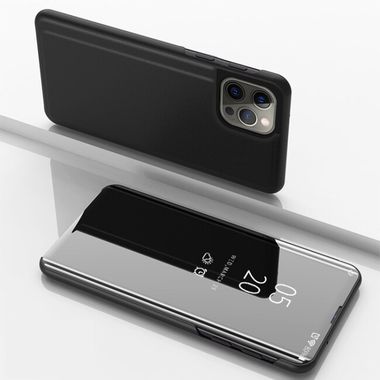 Knížkové puzdro Electroplating Mirror na iPhone 15 Pro - Čierna