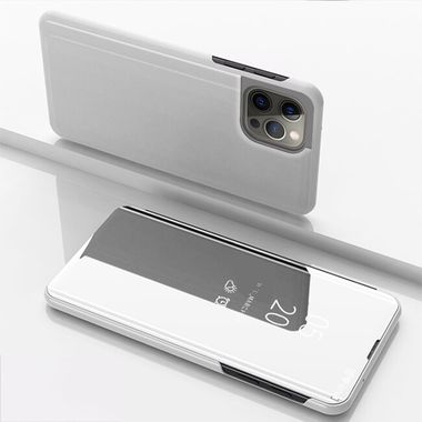 Knížkové puzdro Electroplating Mirror na iPhone 15 Pro - Strieborná