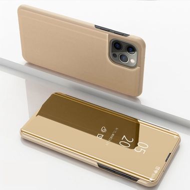 Knížkové puzdro Electroplating Mirror na iPhone 15 Pro - Zlato