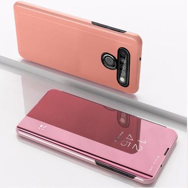 Knižkové puzdro Electroplating Mirror na LG K51S - Ružovozlatá
