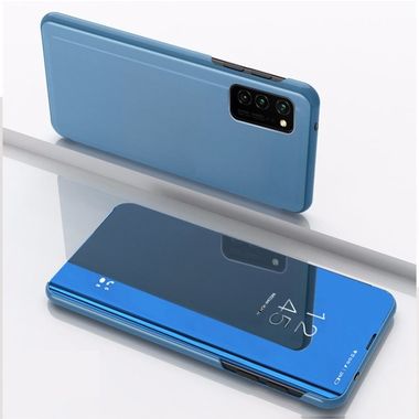 Knižkové puzdro Electroplating Mirror na Samsung Galaxy A12 - Modrá