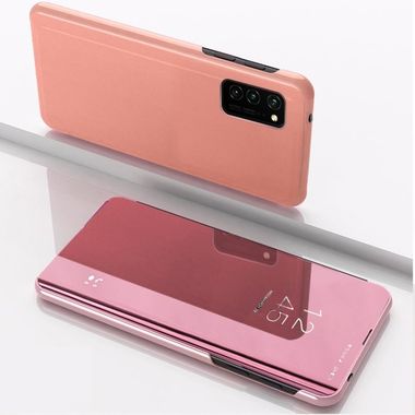Knižkové puzdro Electroplating Mirror na Samsung Galaxy A12 - Ružovozlatá