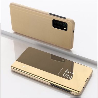 Knižkové puzdro Electroplating Mirror na Samsung Galaxy A12 - Zlatá