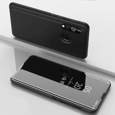 Knižkové púzdro Electroplating Mirror na Samsung Galaxy A20e - čierna